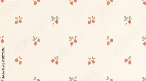 Seamless pattern with cute small strawberries on a light cream background