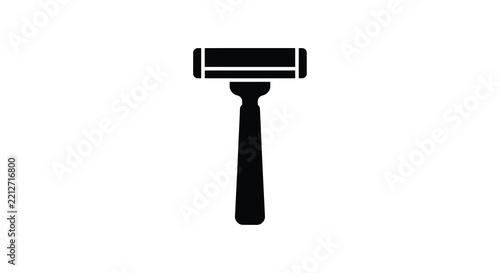 Black silhouette of a safety razor on a white background