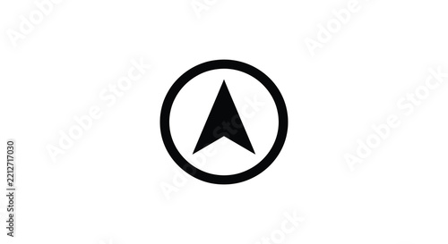 Up arrow icon within a circle flat vector silhouette on white