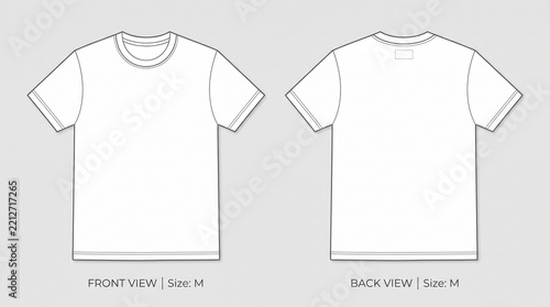 White T-Shirt Front and Back View Template Mockup Design
