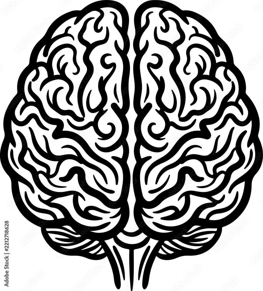 Fototapeta premium Human brain line art illustration for intelligence and mental health