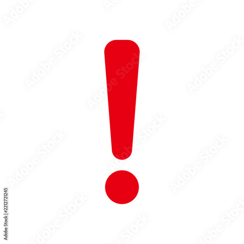 Red exclamation mark icon simple flat vector illustration