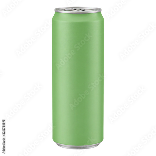 Blank green aluminum soda can mockup with silver pull tab for beverage packaging and branding