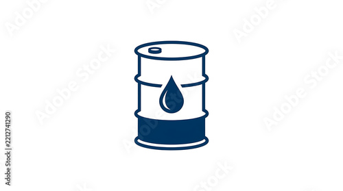 Blue oil barrel with dripping liquid icon