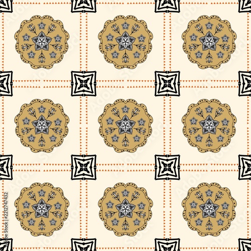 Vintage Floral Medallion Seamless Pattern