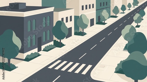 Illustrated city block path lines