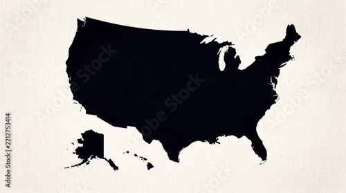 Silhouette map of the united states of america with alaska and hawaii