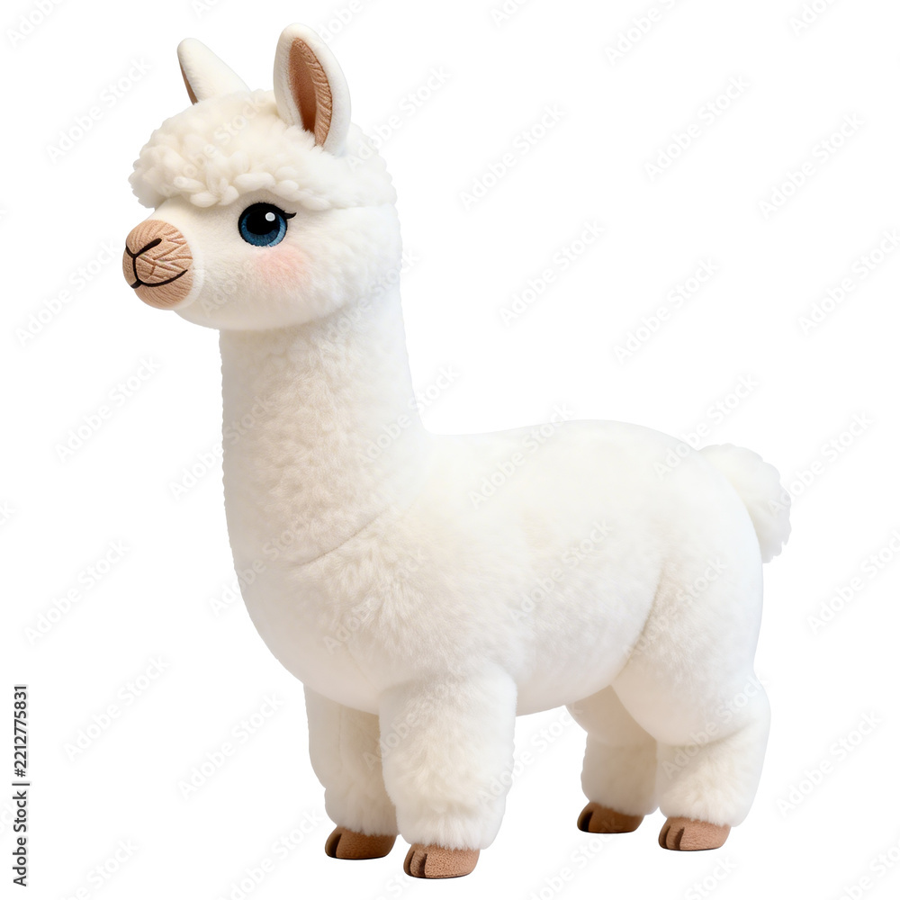 Fototapeta premium [Transparent Background PNG]Cute White Alpaca Stuffed Plush Toy On Plain Background