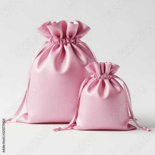 Two luxury pink velvet drawstring pouches of different sizes with velvet pouch