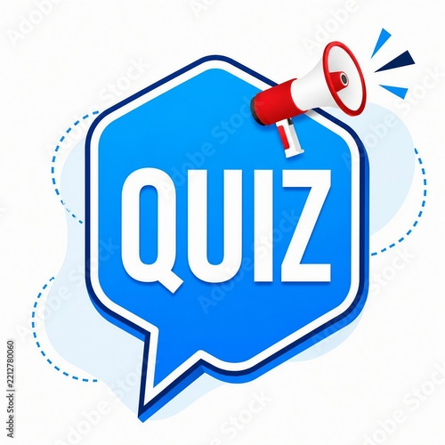 Colorful speech bubble quiz icon with megaphone and sound waves