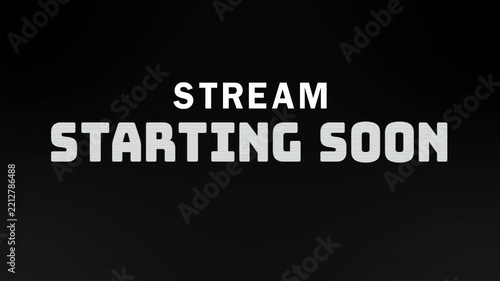 Dynamic stream starting soon background with glitchy white text and distorted blue red pixels. Ideal for technologythemed livestreams.