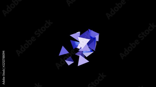 3D Blue Crystal Shattered into Floating Pyramid Fragments Animation