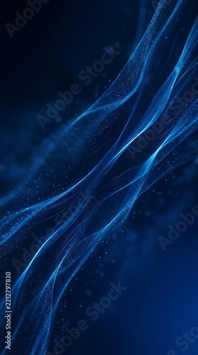 Abstract blue glowing energy strands closeup.