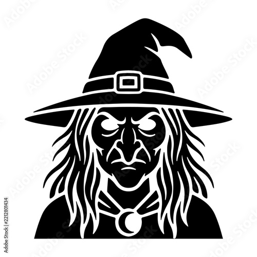 Fotografie Scary witch portrait vector illustration
