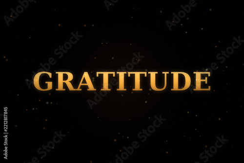 Obraz na plátně Golden gratitude text on dark starry background, elegant glowing thankfulness ty