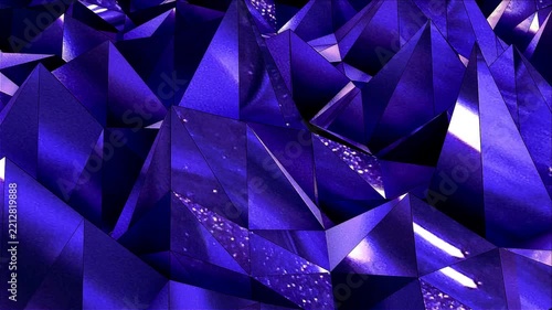 abstract  triangle background. Abstract background with polygonal surface from concrete or plastic and metallic lines and spheres as net. Animation of seamless loop.	
