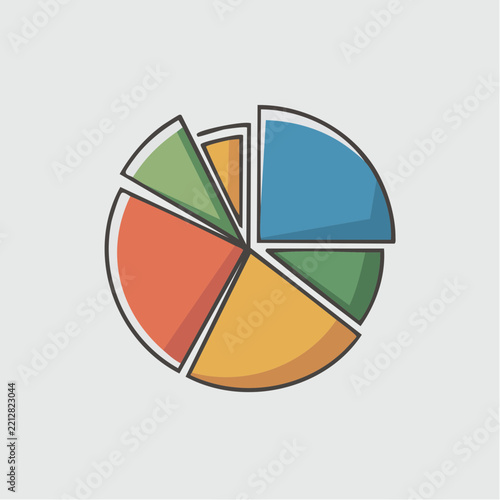 A colorful pie chart with separated segments is displayed against a neutral background.