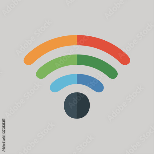 A colorful wifi signal icon is displayed against a neutral light grey background.