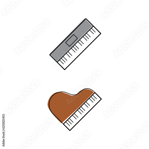 classic piano and electric piano, icon logo vector