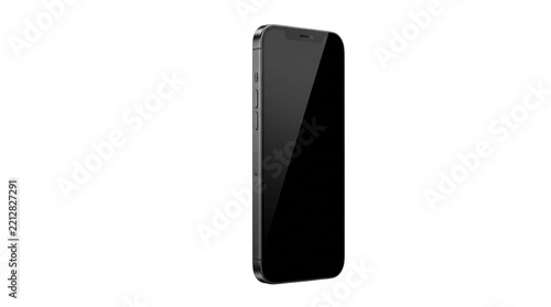 Modern smartphone with black screen and dark isolated on transparent background