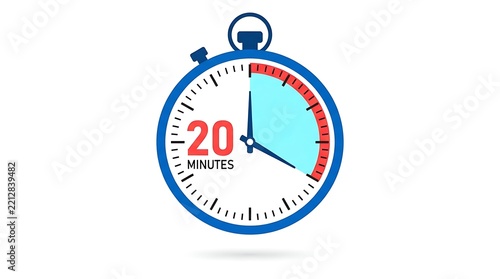 Timer 20 minutes countdown clock icon isolated vector illustration on white background concept design