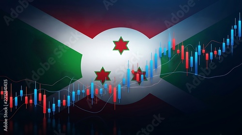 Oman national flag integrated with stock market chart growth