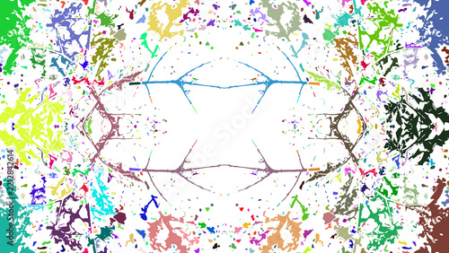 Seamless Abstract Colorful Paint Splatter Kaleidoscope Pattern