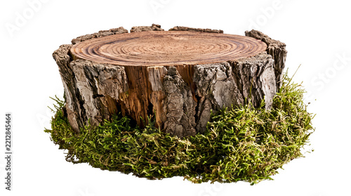 Rustic tree stump isolated on transparent background