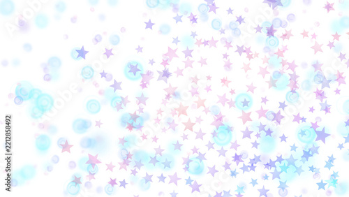 Glittering star and heart bokeh lights floating on dark teal background for dreamy party and celebration designs