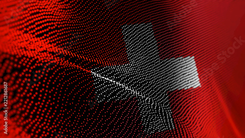 Switzerland flag and digital technology illustration
