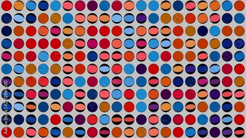Colorful Rotating Circular Discs Grid Pattern Motion Background Animation. 4K
