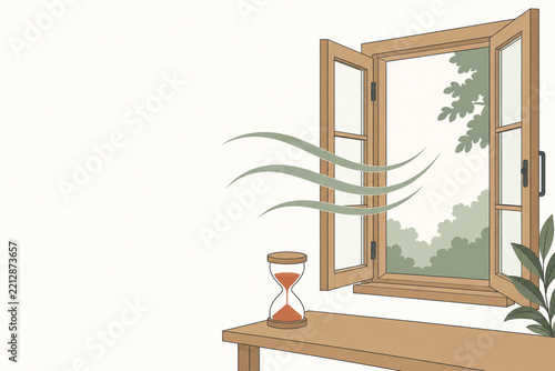Brief room airing flat illustration