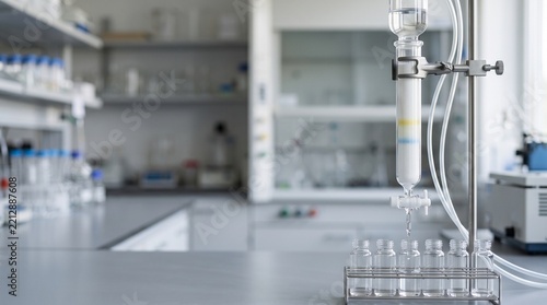 Packed chromatography column with a visible sample band