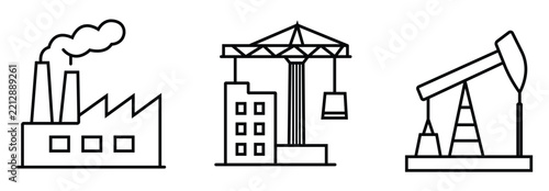 Industrial icon set outline vector graphic