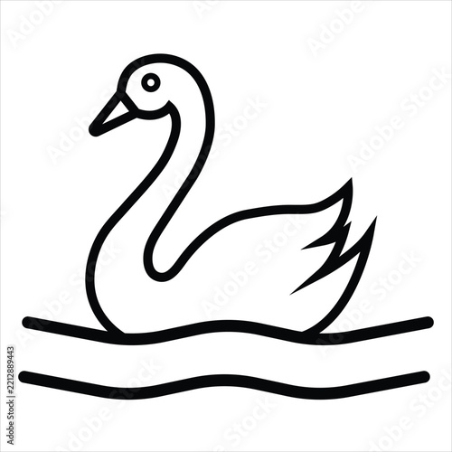 Swan bird outline vector icon symbol