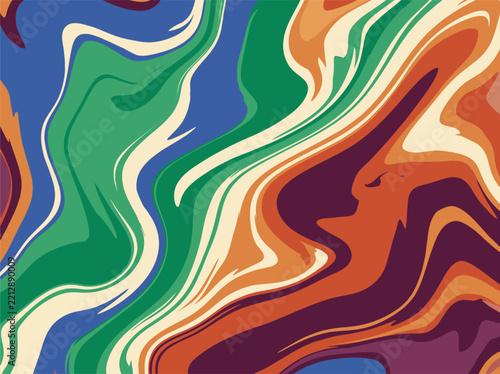 Liquid marble swirl pattern in multi-colored flowing streaks with abstract