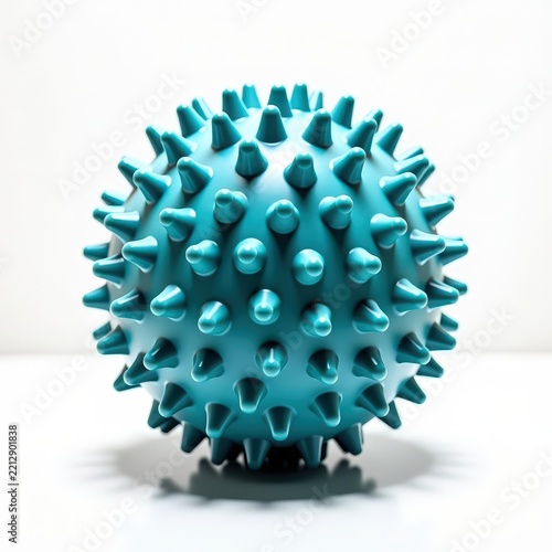 Spiky massage roller ball for pain relief and physical therapy on white background, trigger point therapy, muscle relaxation, myofascial release