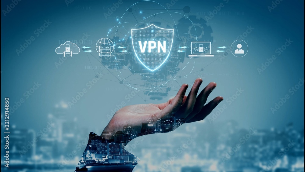 Fototapeta premium VPN security protects network access. VPN security encrypts data, hides identity, VPN security defends traffic, and VPN security secures connection from threats. Marrow