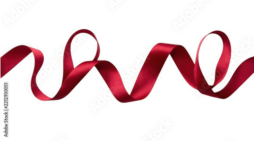 Red satin ribbon flowing isolated on transparent background