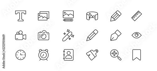 Media Editing Line Icon Set