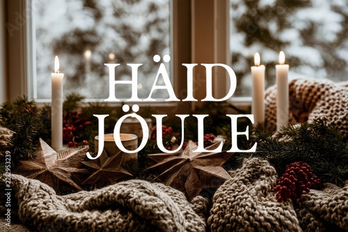 Haid Joule celebration featuring candles and decorations during winter time