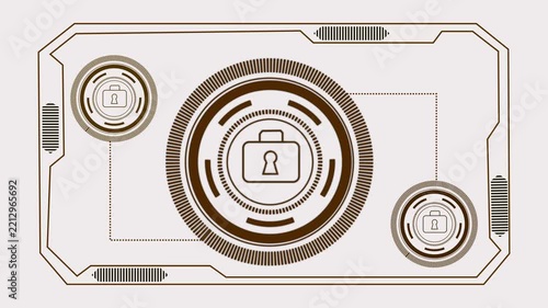 Abstract digital display with evolving black lines and circles, futuristic Hud element showcasing data processing and technological interface motion footage.