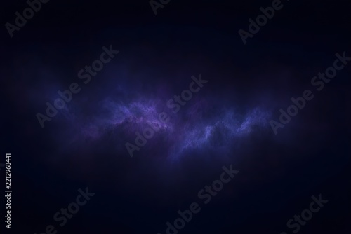 Dark abstract nebula cloud with glowing purple light ethereal astronomy background