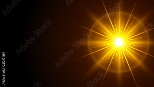 Bright golden light flare on a dark background perfect for a creative black friday sale advertisement