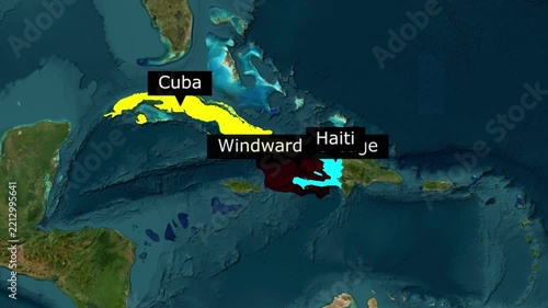 Map view of the windward passage waterway located between cuba and haiti