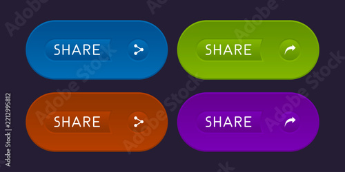 Set of modern call-to-action buttons with the text 