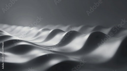 black white abstract photograph wavy lines lines arranged wave like pattern creating sense movement depth background solid grey color making lines stand out even more overall mood calm serene