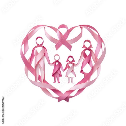 Pink heart with family and love illustration vector icon