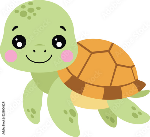 Cute Little Green Turtle Illustration