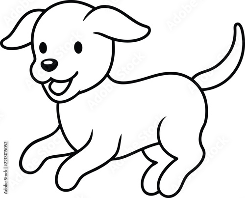 Playful Chibi Puppy Jumping with Floppy Ears Flying Vector Illustration